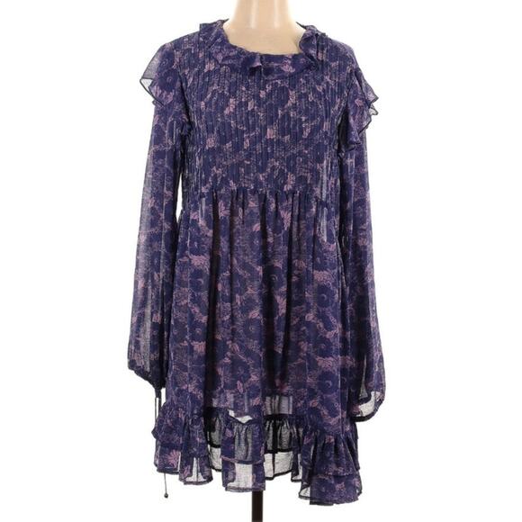Free People These Dreams Large Purple Long Sleeve Dress - Picture 2 of 8